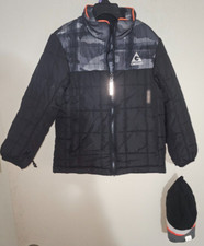 Boy's Gerry Black Gray Camo Full Zip Coat Beanie Size XS 5-6