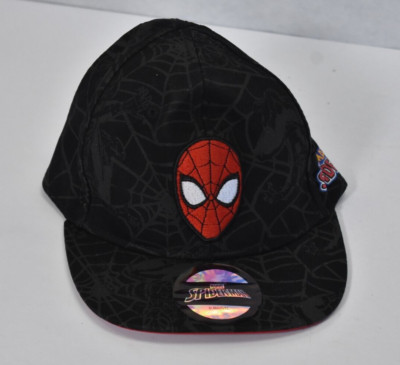 Marvel Spiderman Youth Kids Boys Hat Cap Flat Bill Black Size 3-4 Years