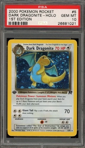 Pokemon Dark Dragonite Team Rocket 1st Edition Holo Rare #5 PSA 10 Gem Mint