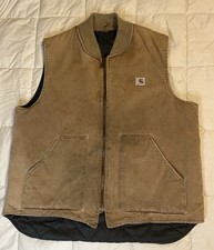 Vtg Carhartt Vest Mens XL Tall Made In 1987 Canvas Quilt Insulated USA