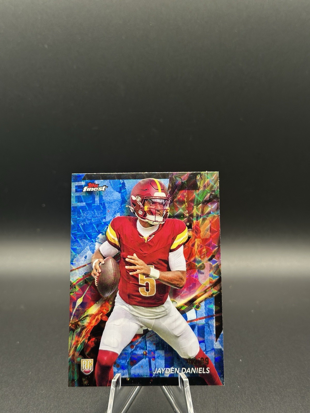 2024 Topps Finest - Jayden Daniels #67 Blue Geometric Refractor /99 (RC)