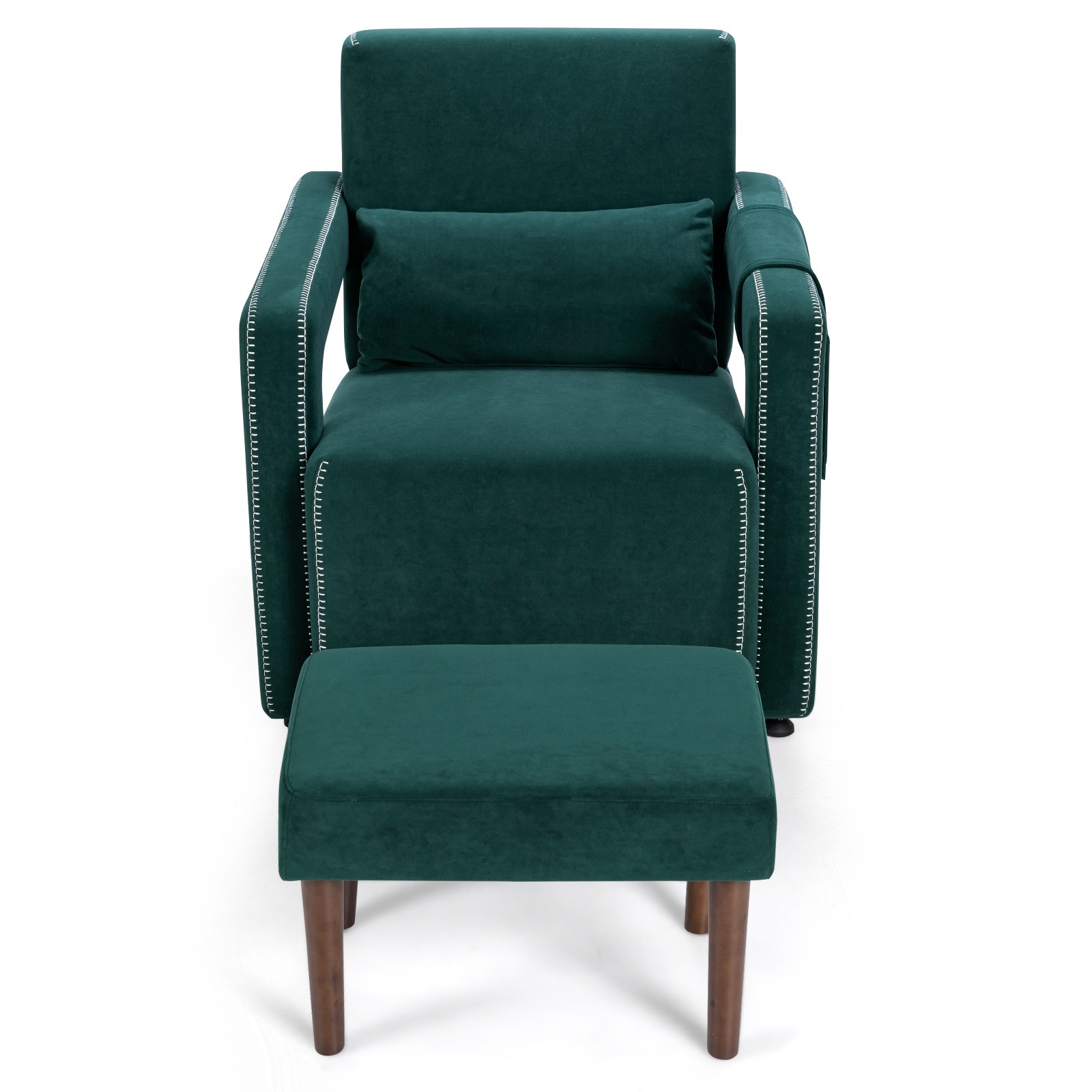 Giantex Modern Berber Fleece Single Sofa Chair w/ Waist Pillow & Ottoman Emerald