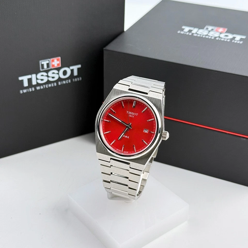 Men's Tissot PRX T137.410.11.421.00 Red Dial Stainless Quartz Watch 40mm - Image 2 of 4