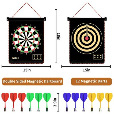 Gitus Magnetic Dart Board + 12 Darts Indoor Outdoor Games for Kids NEW IN BOX