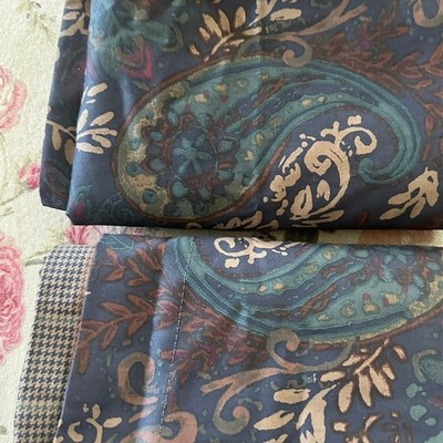 Ralph Lauren Henry 2 standard pillow shams Bedding dark paisley plaid 