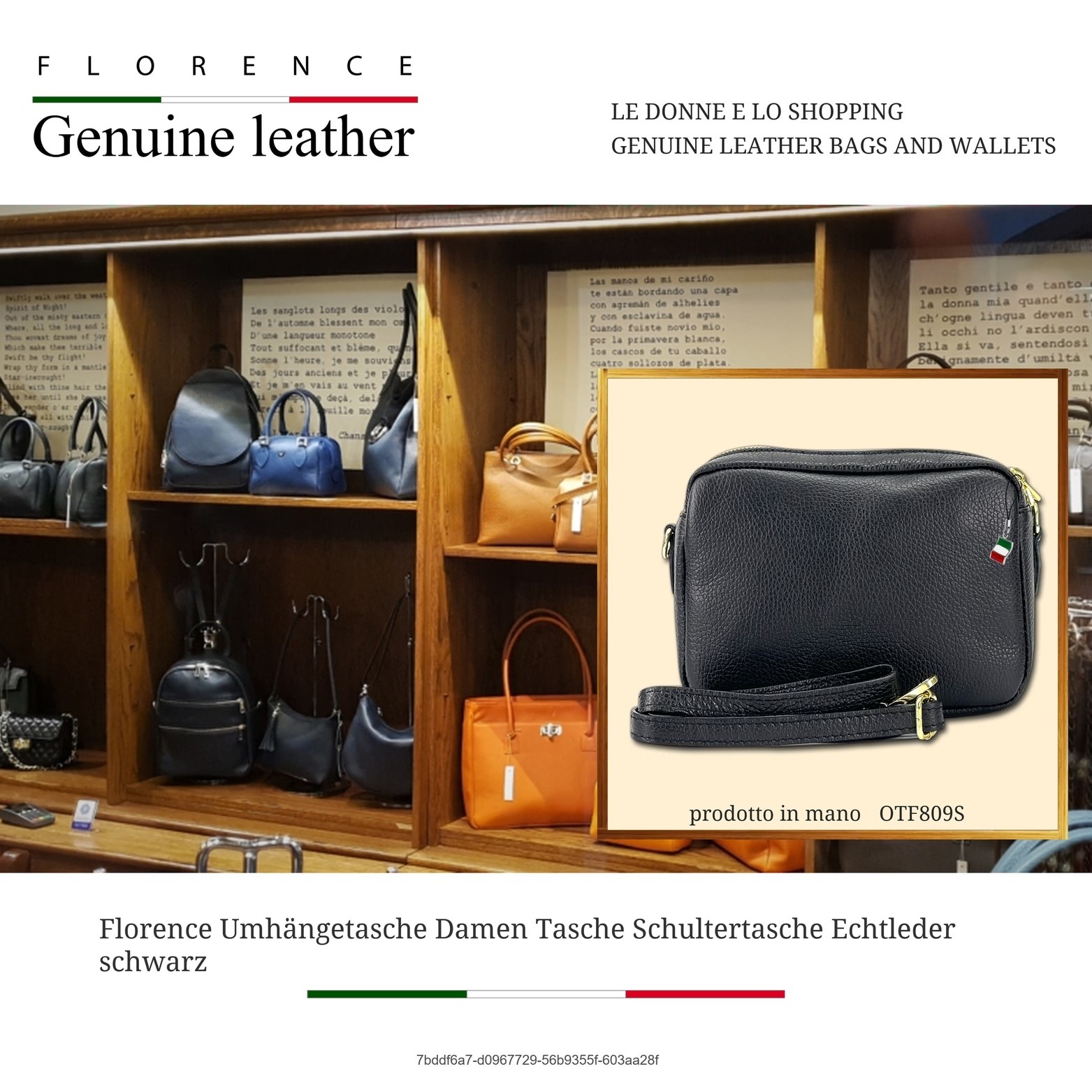 Borsa A Spalla Donna Florence In Vera Pelle Nera OTF809S foto 5