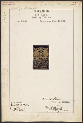 [Trademark registration by I. N. Link for Dime brand Smoking Tobacco]