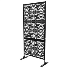 Metal Outdoor Privacy Screen - Freestanding, Decorative Fence (3 Panels)