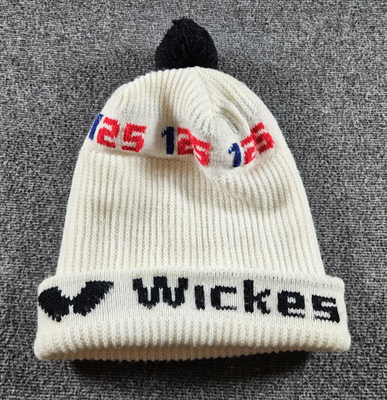#ad Wickes Hat Beanie Knit One Size White Mens Pom Pom 125 Logo Winter Stretch Warm $11.99