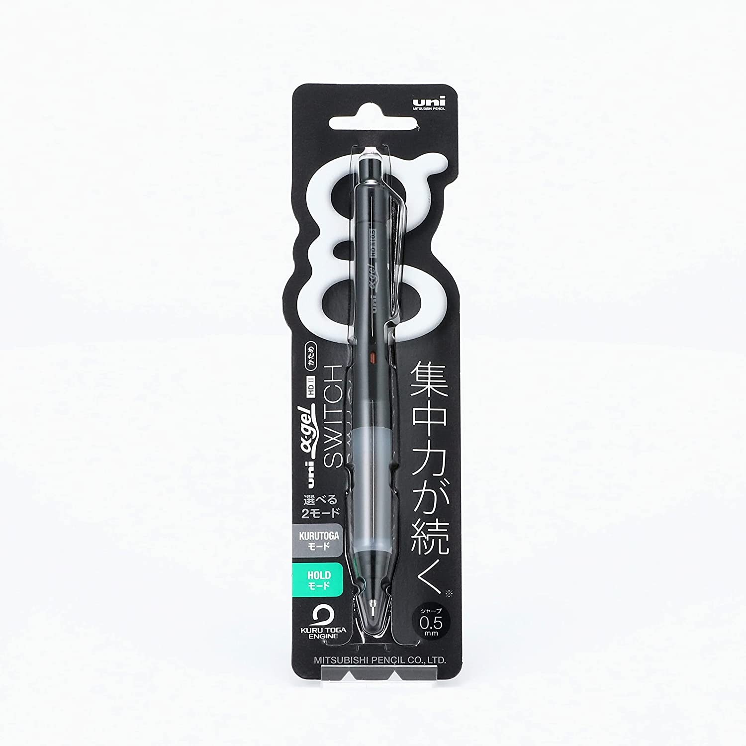 Mechanical Pencil 0.5Mm Alpha Gel Grip Switch Kurutoga Hold Mode Black
