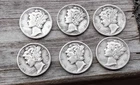 SILVER DIMES SIX MERCURY CIRCULATED