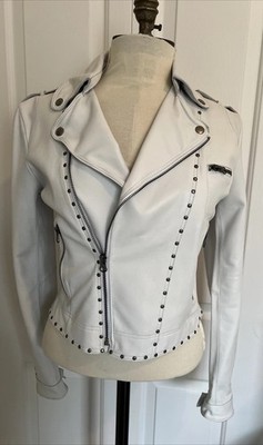 JKT NYC Savannah White Leather Stud Jacket- Size Small- New With Tags