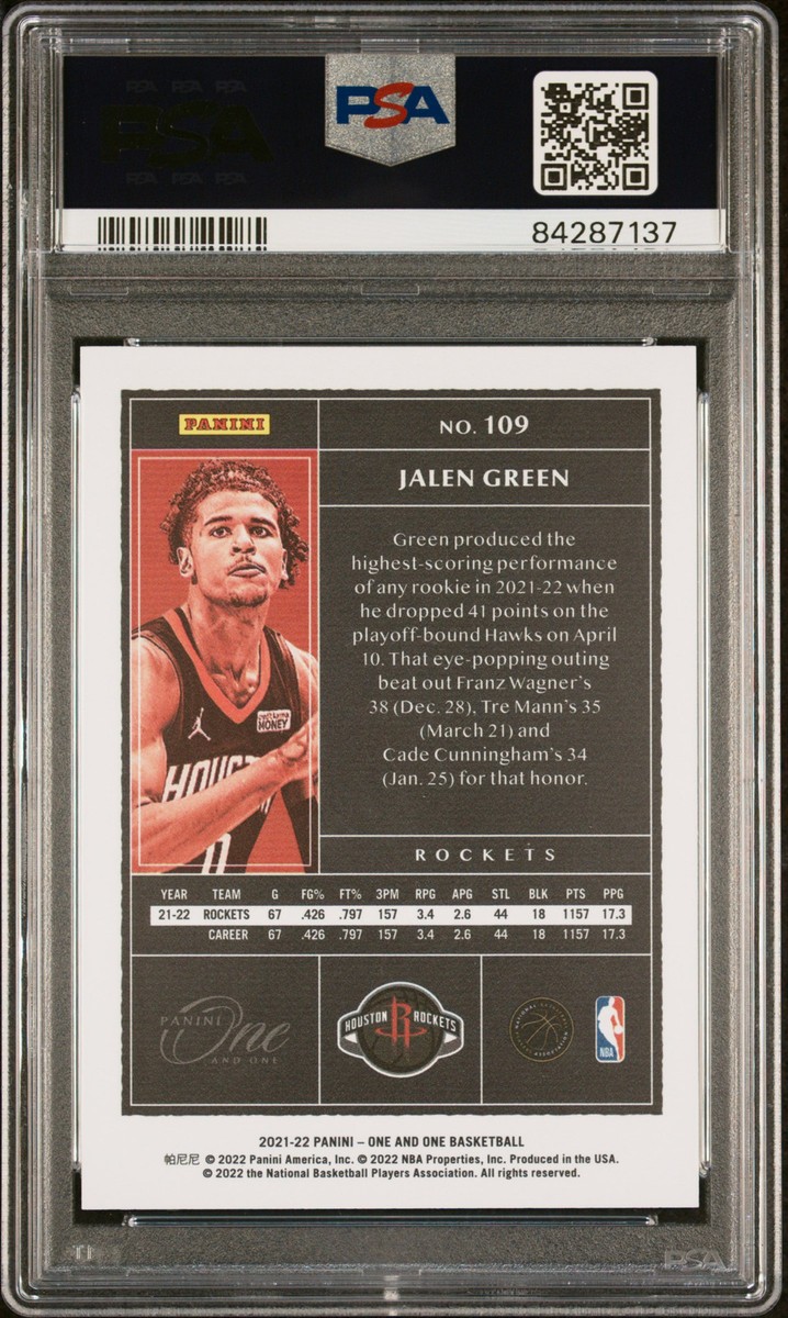 ジェイレングリーン　アルペランシェングン　ワンオブワン 2021-22 Panini One and One - Rookies Jalen Green #109 Blue /30 (RC