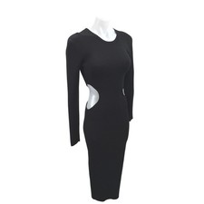 Dynamite Black Cutout Long Sleeve Midi Fitted Bodycon Knit Sweater Dress Size M