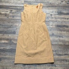Tory Burch Tan Sheath Knee Length Midi Dress Sleeveless Size 4