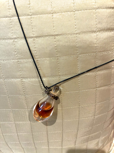 Vintage Halston Elsa Peretti Glass Perfume Bottle Necklace