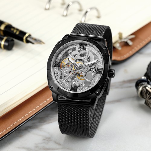 41mm Men's Skeleton Design Hollow Automatic Mechanical Watch - Picture 4 of 12