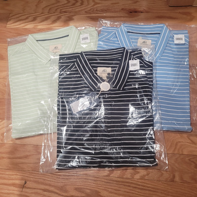 Surfside Supply Michael Stripe Polo Large Green Blue Black MSRP $210 New NWT 