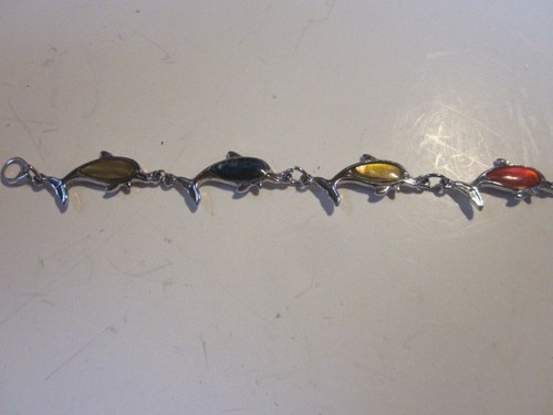 PULSERA VINTAGE PLATA DELFINES 7" largo - Imagen 3 de 4