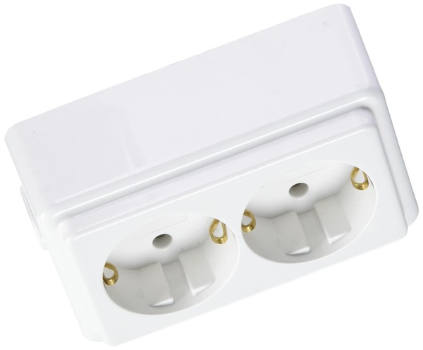 Steckdosenleiste 2-Fach Kopp Arktis-Weiß 2X Schuko Ohne Kabel-image