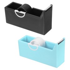 2 Pack Tape Dispenser Desk, Desktop Tape Dispenser Cutter Holder, Black  Blue