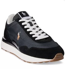 Polo Ralph Lauren US M11 Men's Train 89 Suede-Paneled Sneakers Black 70s Shoes
