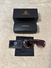Versace Men's Square Sunglasses Full Frame Black Plastic Gray Tinted Plastic
