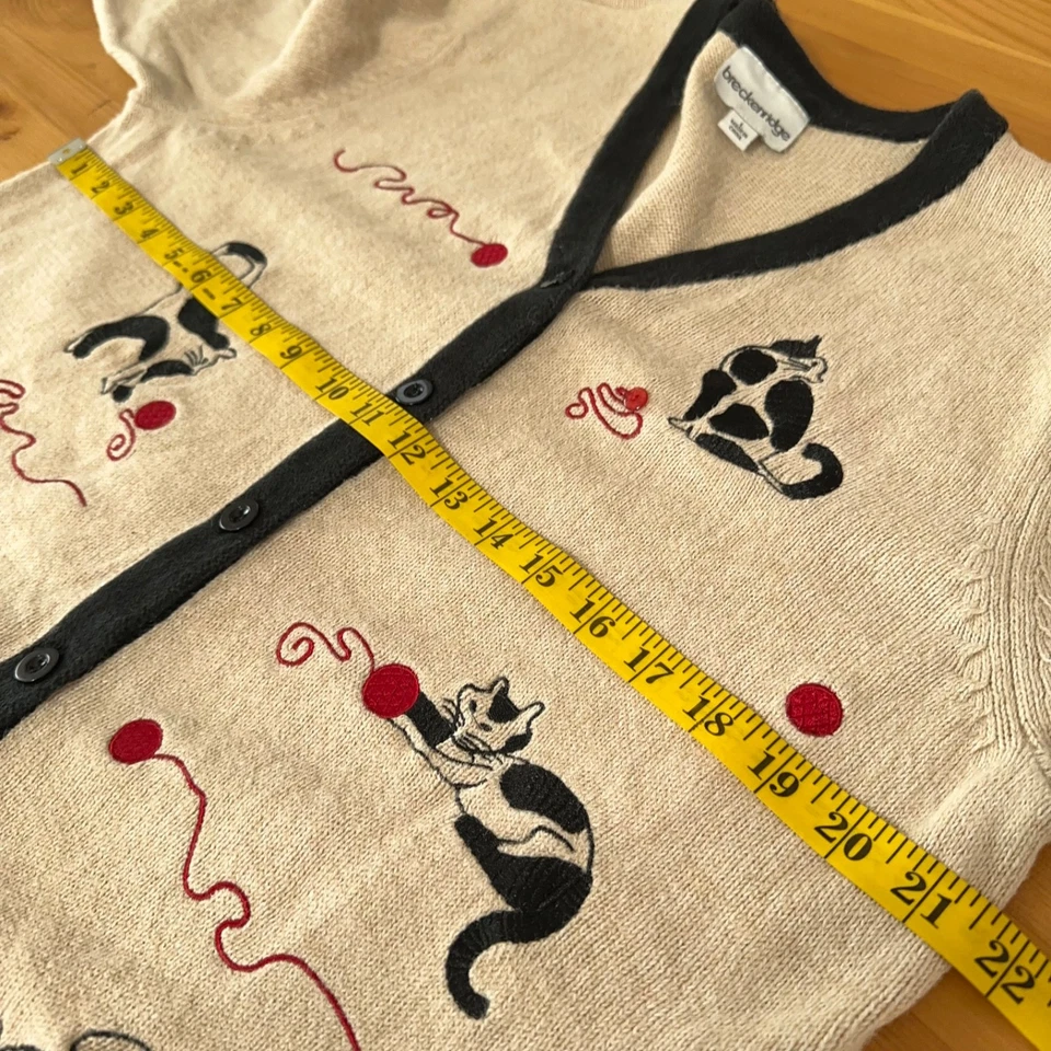 Vintage Breckenridge Cardigan L Whimsical Novelty Cat Lady Quirky Embroidered - Image 3 of 4