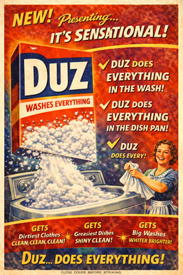 DUZ LAUNDRY DETERGENT  *2X3 FRIDGE MAGNET* VINTAGE ADVERTISEMENT WASHDAY CLEAN