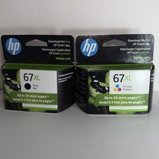 2 HP 67XL High Yield Tri-Color Original Ink Cartridge 3YM58AN October 2023