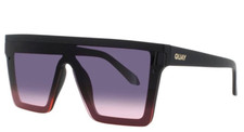QUAY Hindsight flat top square sunglasses Black pink 145-22-49 New case cloth