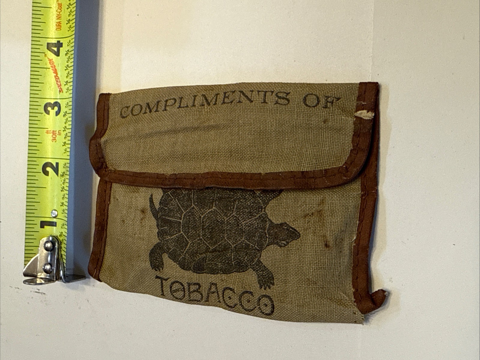 VINTAGE ADVERTISING Tobacco Pouch Empty Lorillard Green Turtle Complimentary