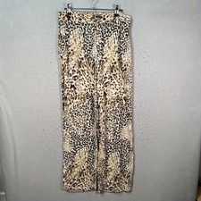 Zara Womens Size Medium Leopard Print Wide-Leg Pants Beige Black