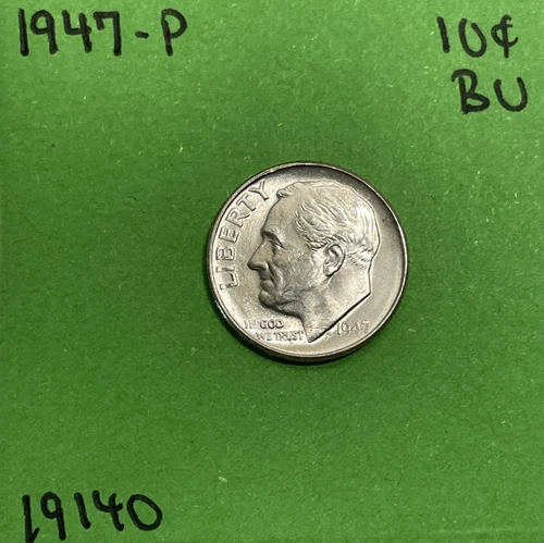 1947 P Roosevelt Dime 10c BU Brilliant Uncirculated 90% Silver