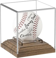 Baseball Case Display for Balls Walnut Wood Base Acrylic Clear 