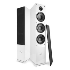 Fenton SHF80W White Tower Speakers - 3-Way Floor Standing Hi-Fi Sound