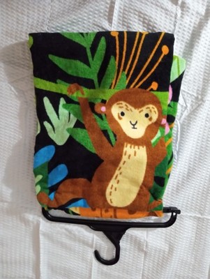 Mainstays Monkey Jungle Kids Beach Towel Black Green Brown 28 in x 60 in