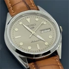 Seiko 5 Automatic vintage Brown Leather Classic Day Date Analog Watch