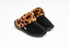 Natural Suede Women Slippers  Leopard/black 7