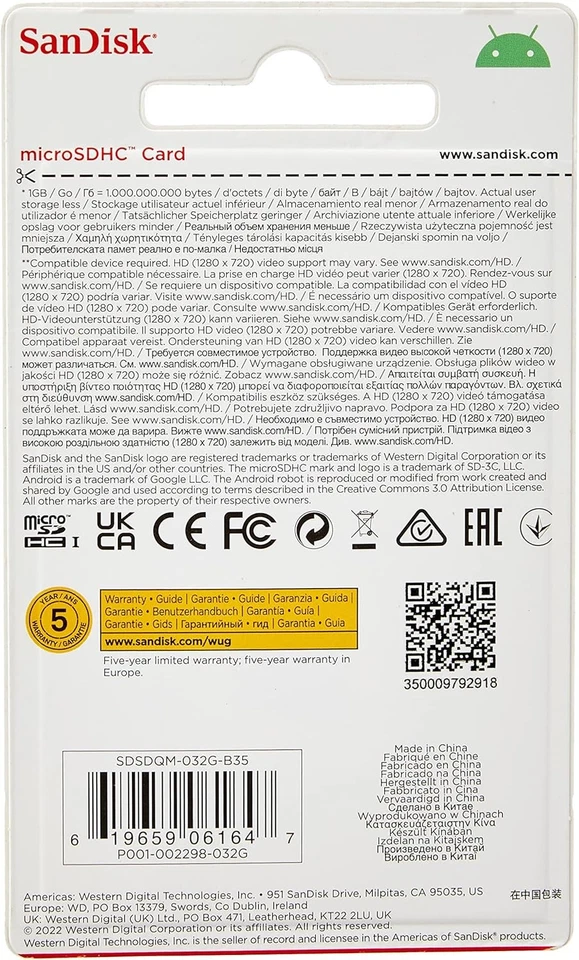 SanDisk sdsdqm-032g-b35-microSDHC Class 4 (UK IMPORT) - Image 2 of 4