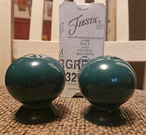 Fiesta Ware Retired Evergreen Salt & Pepper Shakers Ball Round Fiestaware