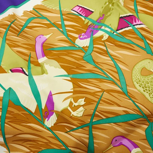 HERMES COLS VERTS Mallard Duck Bird scarf Women 【Used】 - Picture 2 of 7