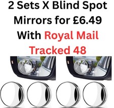 2 x Blind Spot Mirror Small For Cars Vans Motorcycles 360° Wide Angle Adjustable