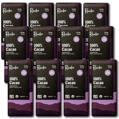 100% Dark Chocolate Bars - Unsweetened, Bitter, Sugar Free, Pure Cacao - Organic