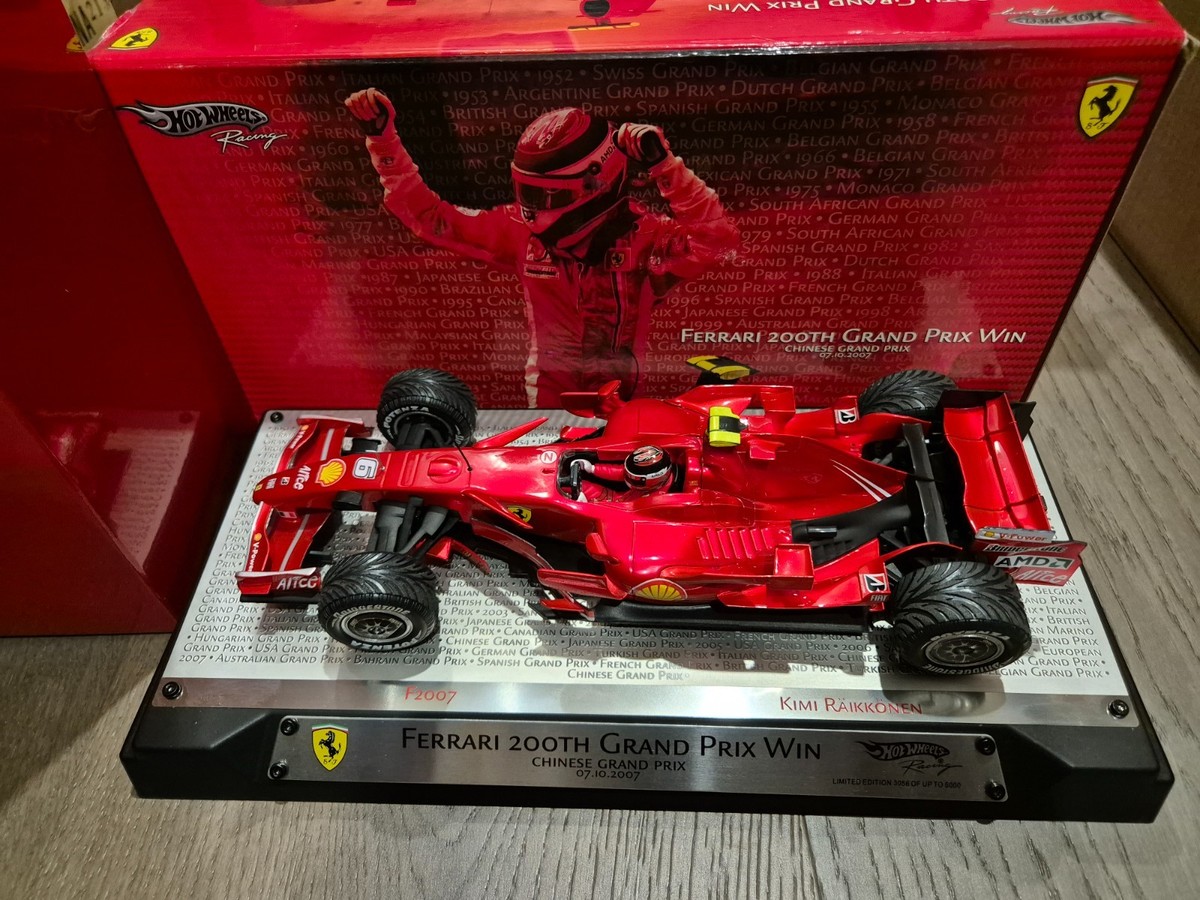 Hot Wheels 1.18 Ferrari F1 GP 2007 Kimi Raikkonen 200th GP win