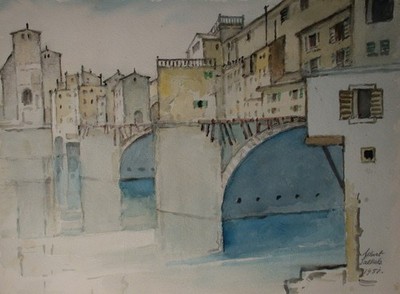 Albert Sallak (1883 Welsberg - 1974 Bad Ischl) Ponte Vecchio - Florenz