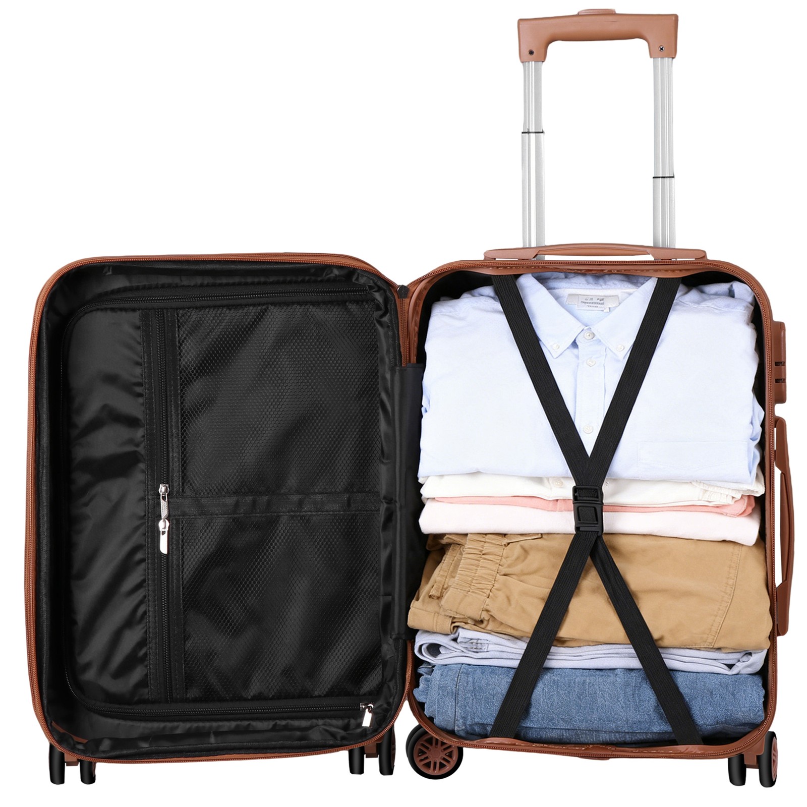 Travel Suitcase 21" Carry On Luggage Hardside Expandable Spinner w/ Wheels White