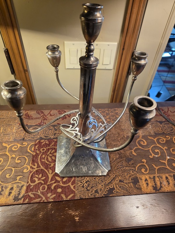 Vintage Silver Plated Candelabra Five Arm Candle Holder