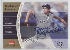2006 Fleer Greats of the Game Nickname Greats Auto Dave Righetti #NG-DR Auto