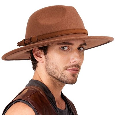 Fedora Hat Classical Wide Brim Western Cap Vintage Trilby  display picture 1